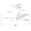 Moderner 48-Zoll-Innenraum-Deckenventilator mit Gleichstrommotor und 3 Flügeln, Licht und Fernbedienung