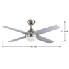 Moderner 48-Zoll-LED-Deckenventilator aus Bronze mit Licht