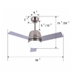 36-Zoll-3-Farben-dimmbarer LED-Deckenventilator mit Fernbedienung für Schlafzimmer